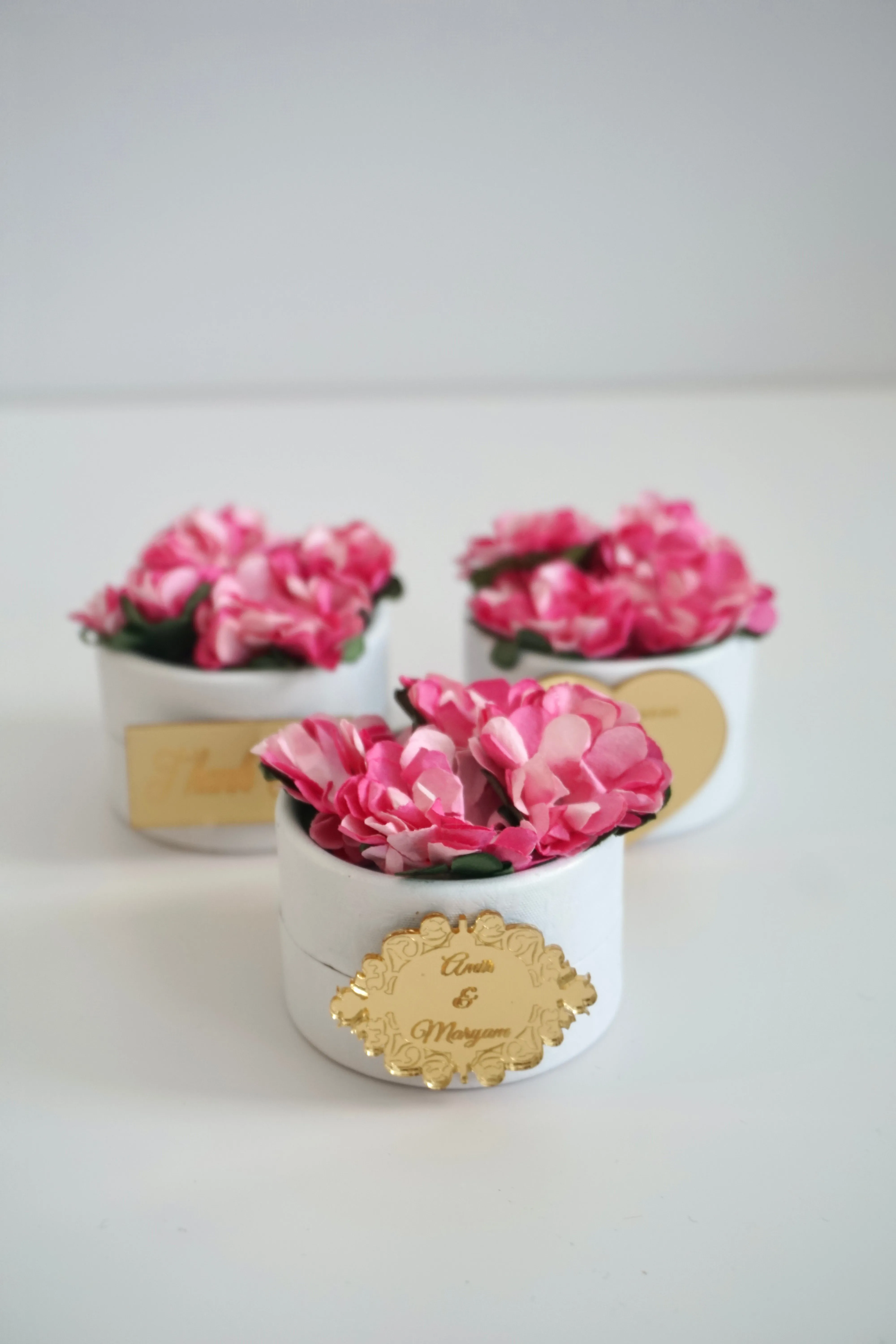 Personalized Candy Boxes with Pink Flowers - Ideal for Weddings, Bridal Showers, and Baby Showers