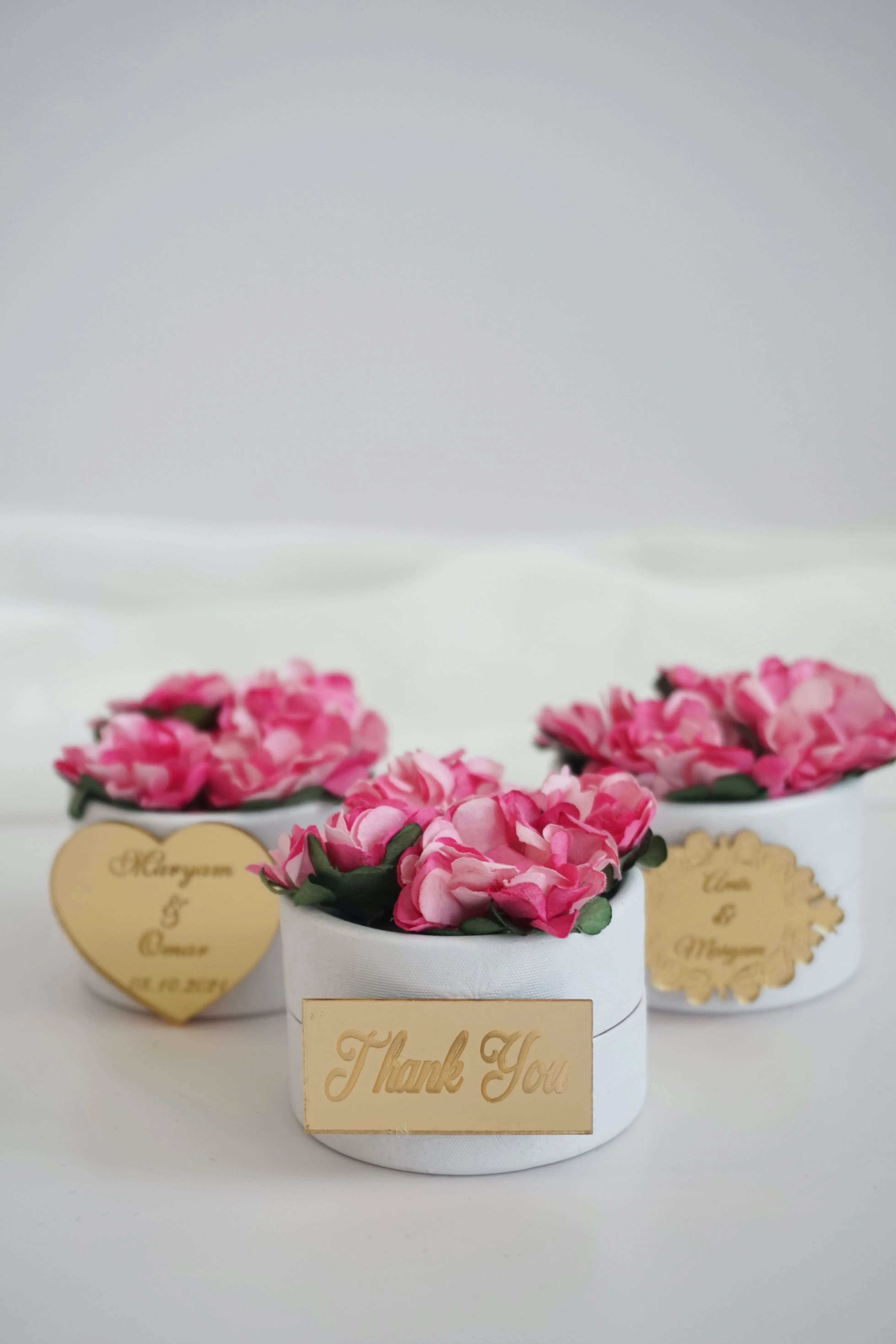 Personalized Candy Boxes with Pink Flowers - Ideal for Weddings, Bridal Showers, and Baby Showers