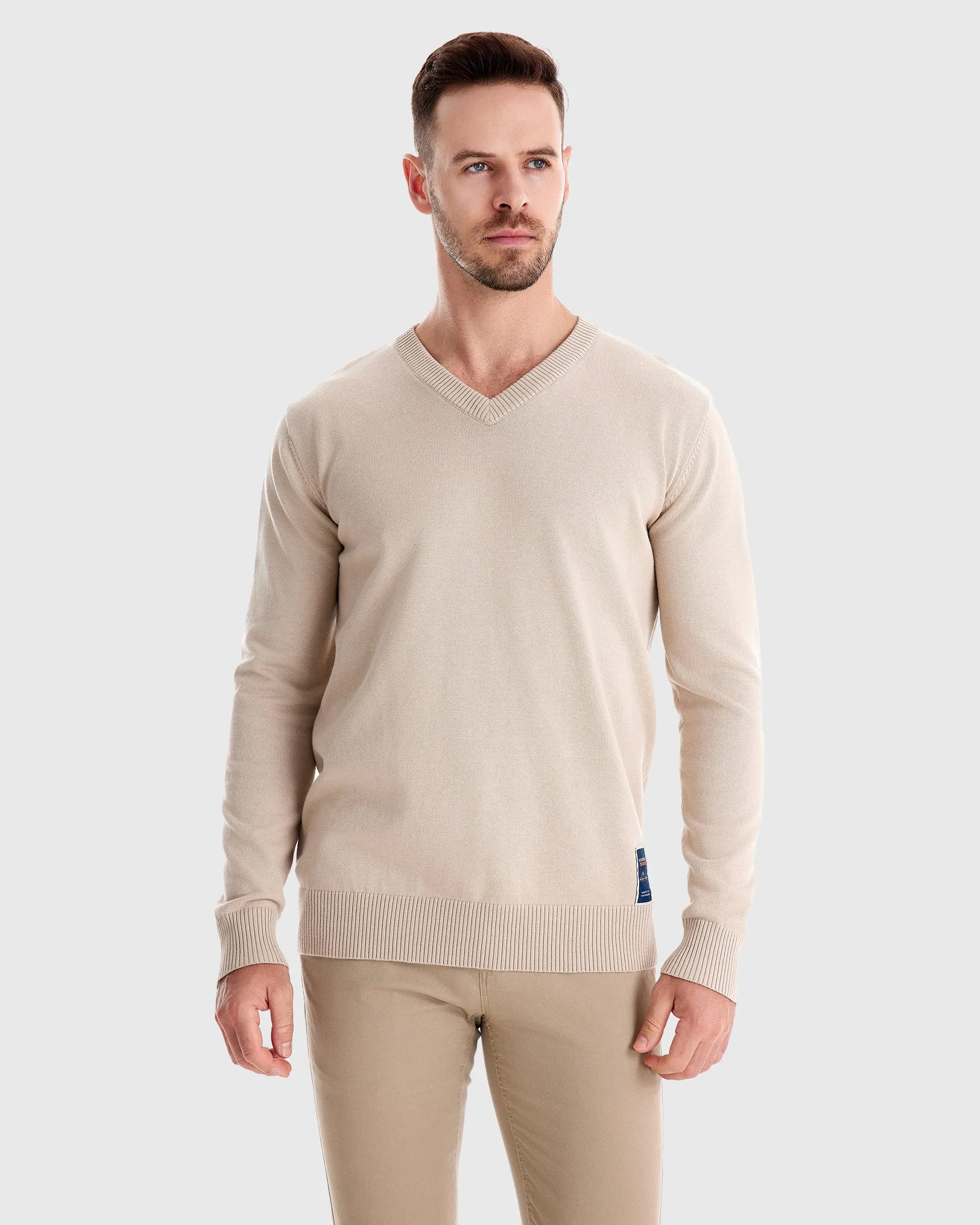 Ribbed V Neck Sweater New