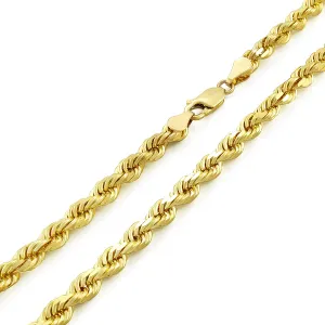 Rope Diamond Cut Chain Necklace – Gold Plated .925 Sterling Silver