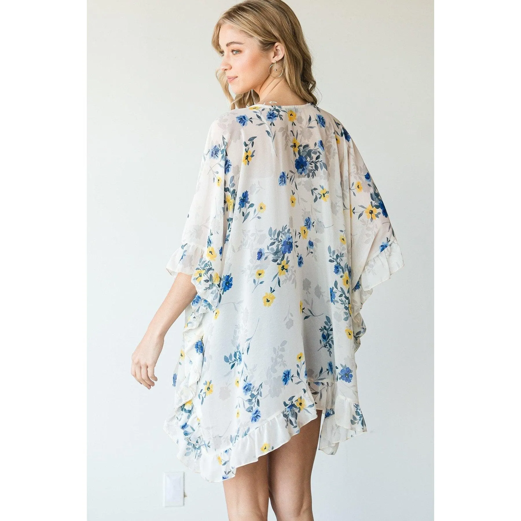 Ruffle Trim Lightweight Kimono