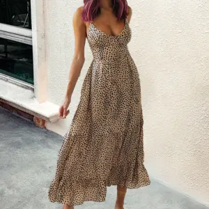 Summer leopard print V-neck slip dress