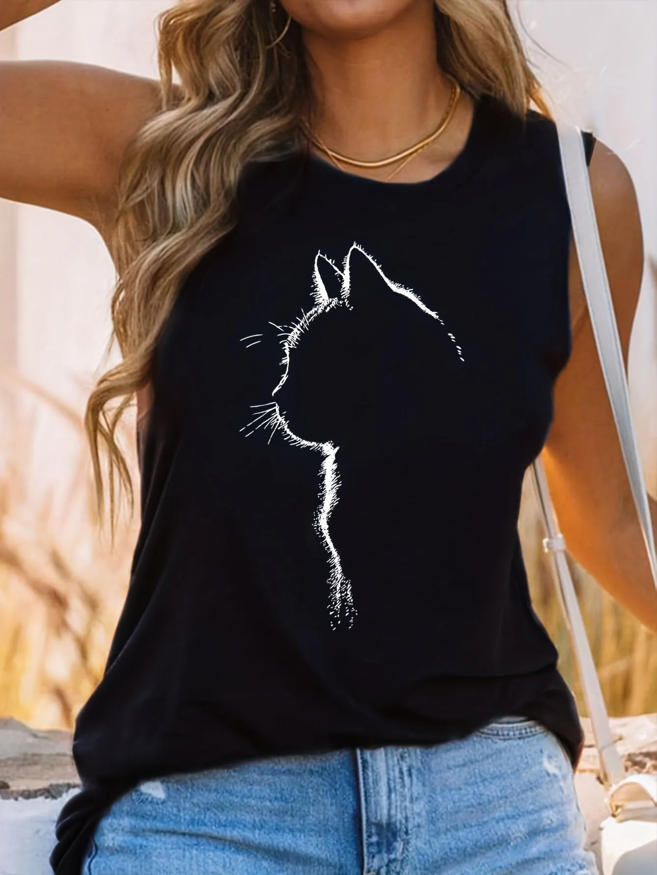 Summerready Cat Print Tank Top for Women