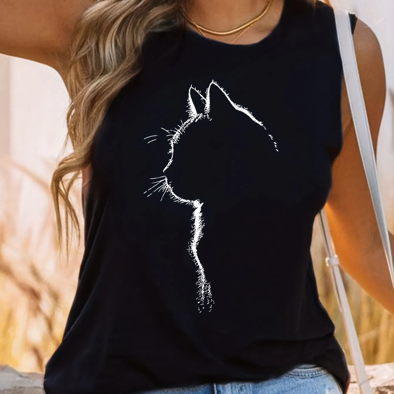 Summerready Cat Print Tank Top for Women