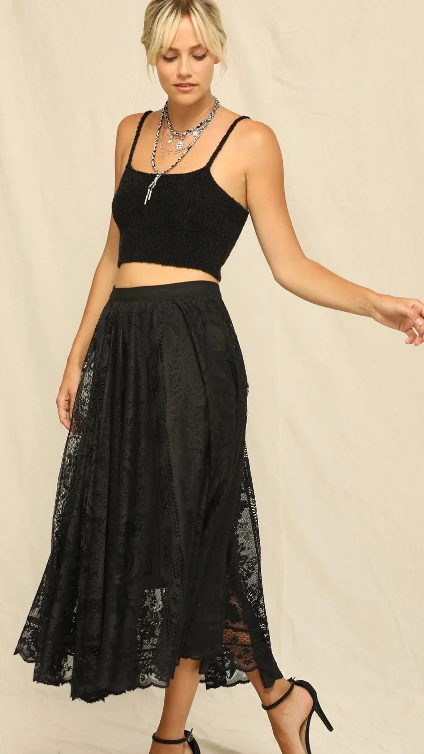 Texas Love & Lace Skirt Black