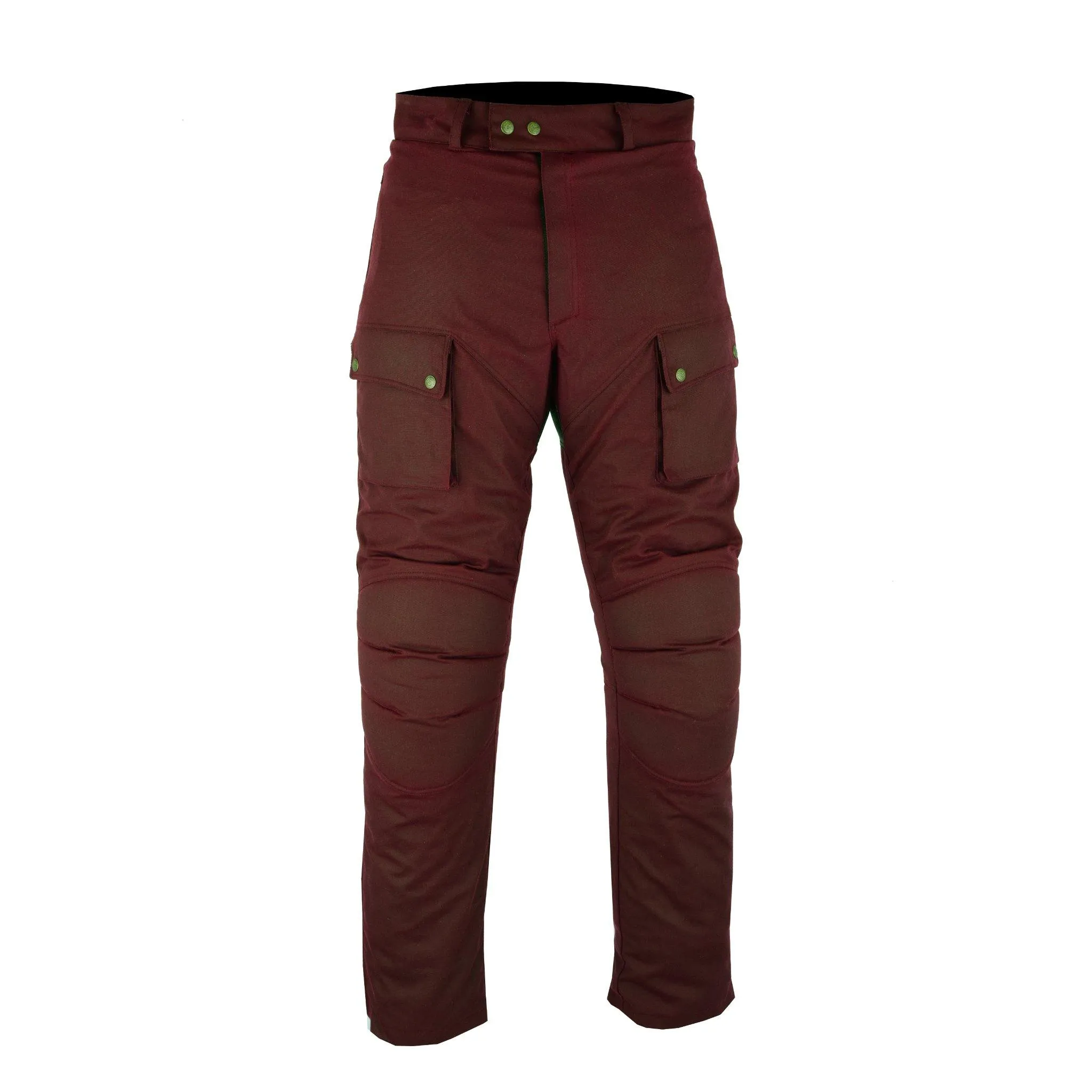 Warrior Gears® Men's Wax Cotton Waxed Motorcycle Trousers, Motorbike Riding Pants- OxBlood