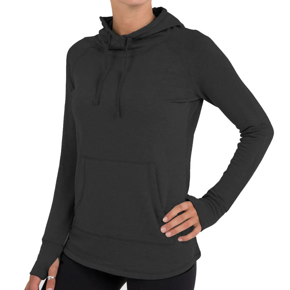 Women's Bamboo Lightweight Fleece Pullover Hoodie - Heather Black