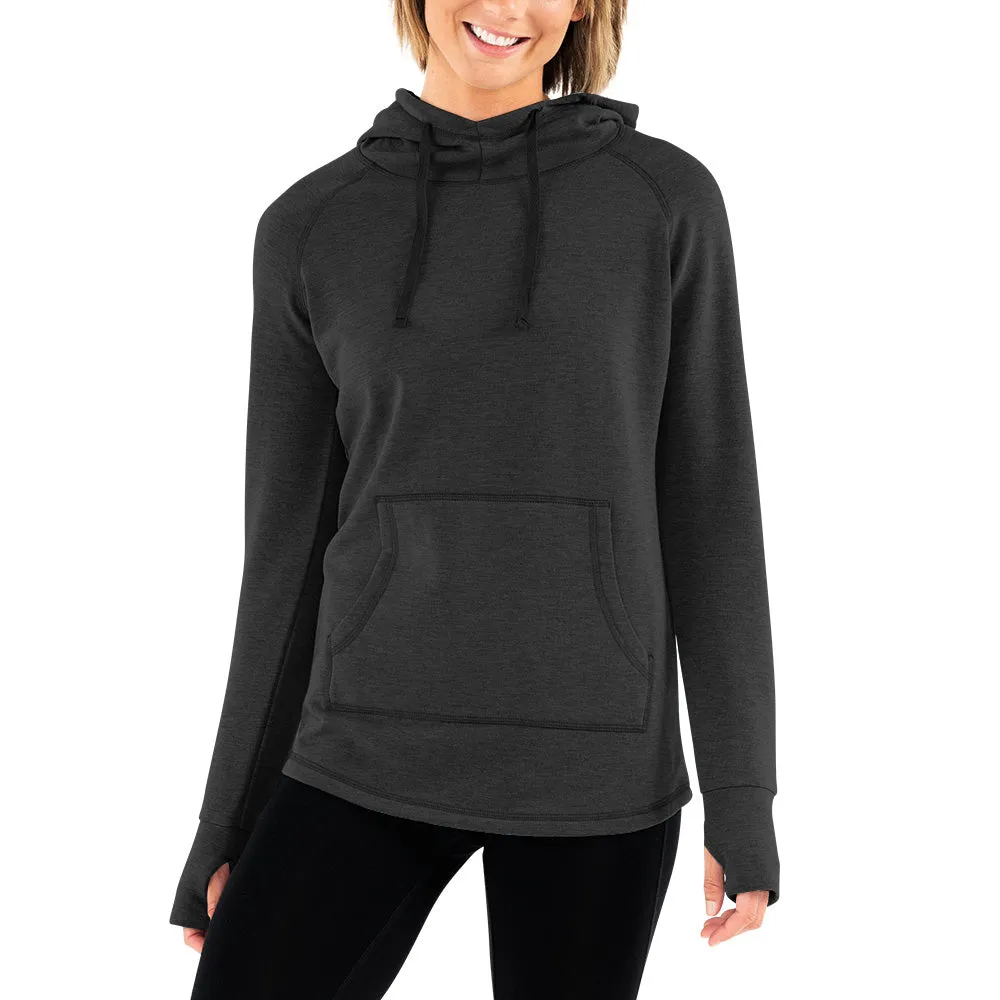 Women's Bamboo Lightweight Fleece Pullover Hoodie - Heather Black