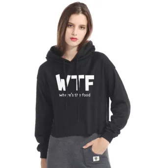 WTF Where's the Food Print Summer Crop Top Hoodie