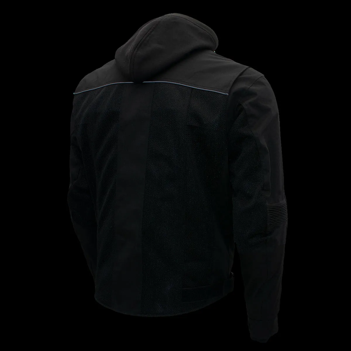 Xelement B91033 Men's 'Requiem' Black Mesh Jacket with X-Armor and Removable Hoodie