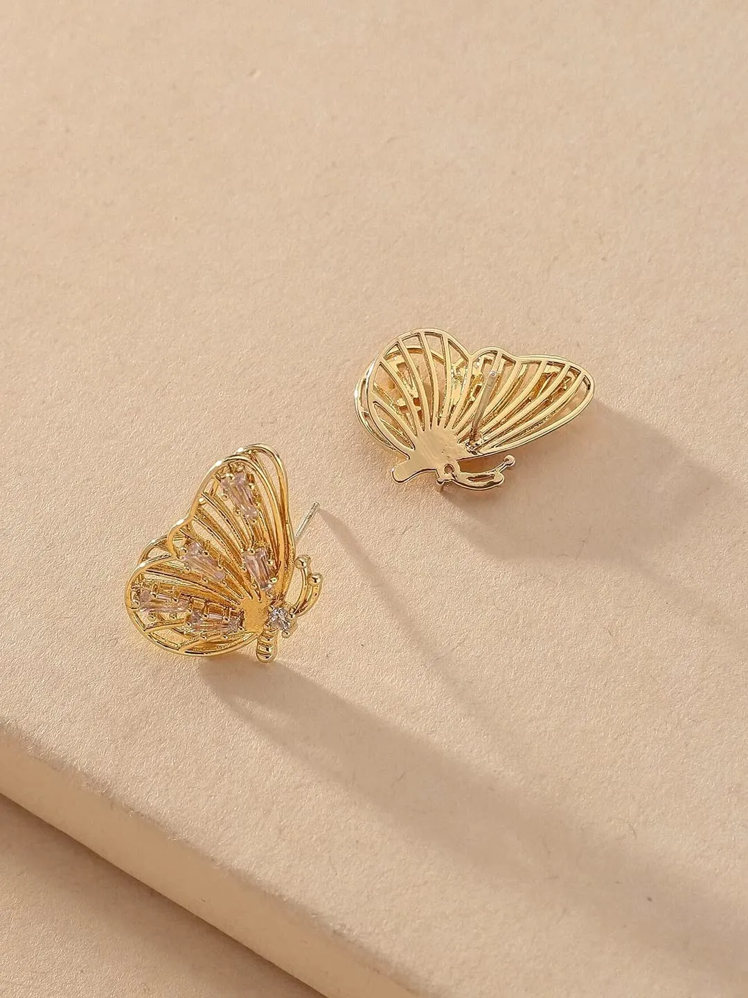 Yellow Chimes Earrings For Women Gold Tone Butterfly Crystal Studded Drop Earrings For Women and Girls