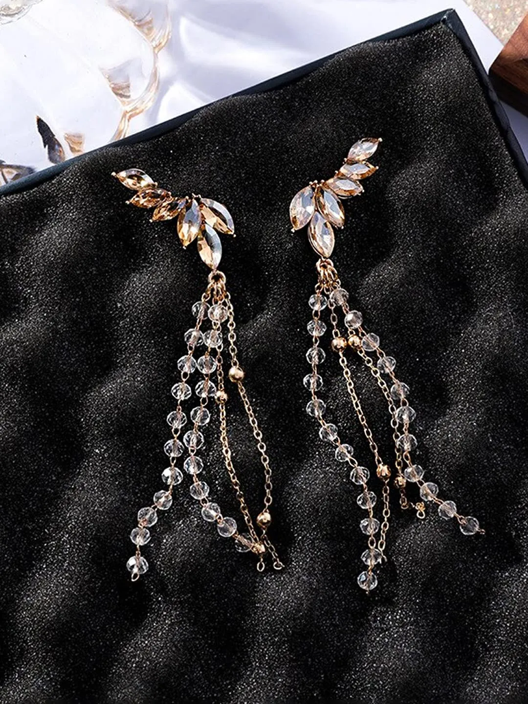 Yellow Chimes Earrings For Women Gold Tone Multicolor Crystal Long Dangler Earrings For Women and Girls