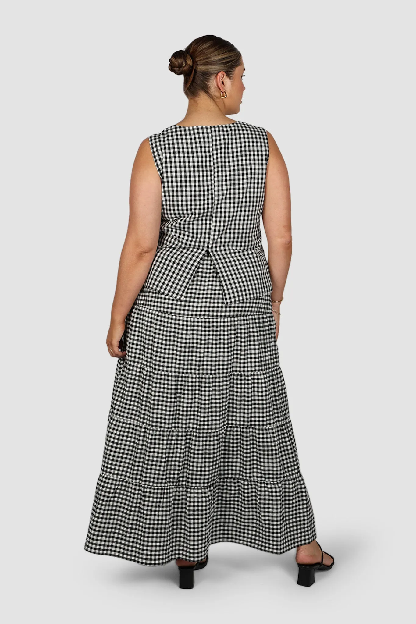 ZYLA MAXI SKIRT B&W GINGHAM